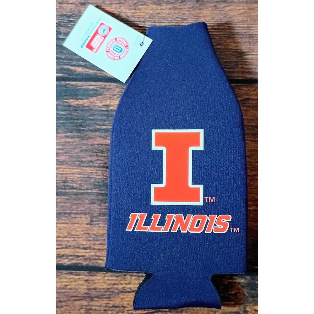 Illinois‎ Fighting Illini Bottle Cooler Kolder Navy Blue Zippered Neoprene NWT